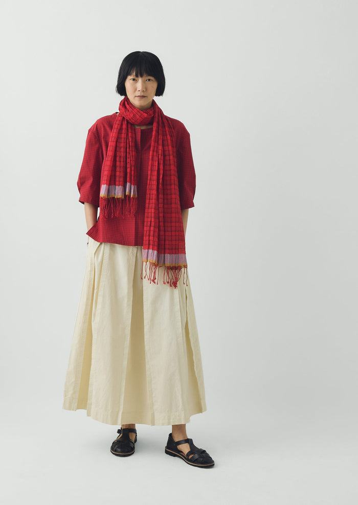 Graph Paper Check Cotton Top | Vibrant Red/Slate