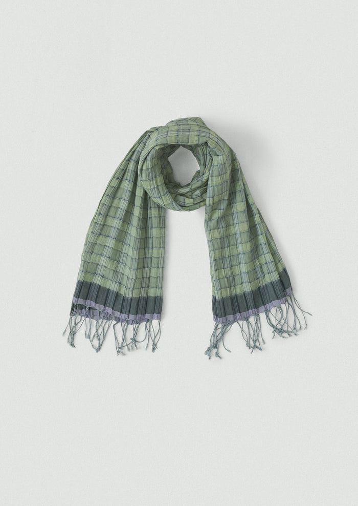 Graph Paper Check Gauzy Scarf | Spearmint