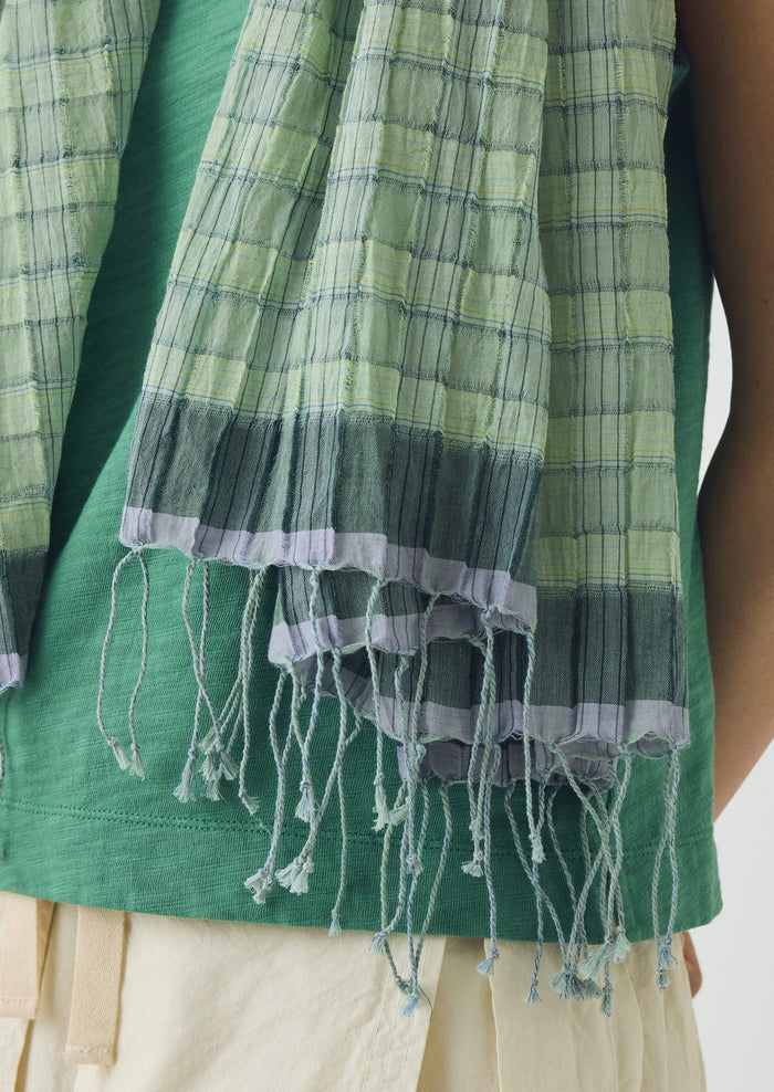 Graph Paper Check Gauzy Scarf | Spearmint