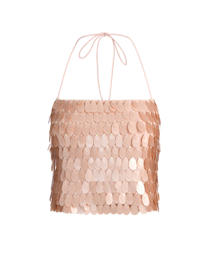 GRAZI PAILLETTE TOP - ROSE TAN