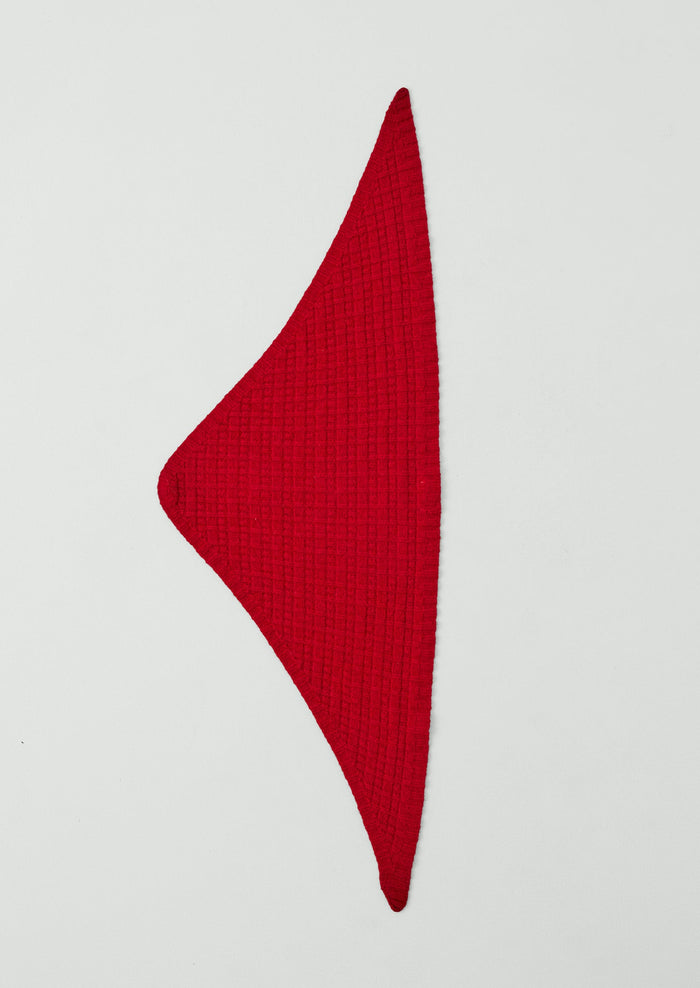 Grid Stitch Knitted Wool Bandana | Cardinal Red