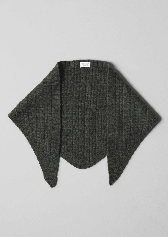 Grid Stitch Knitted Wool Bandana | Seaweed