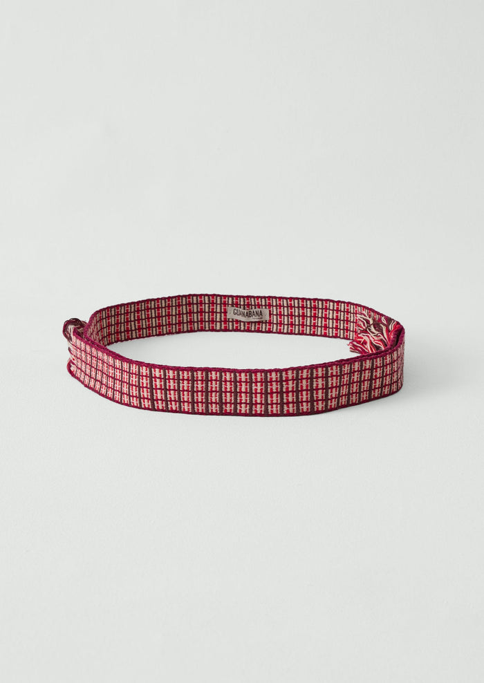 Guanabana Hand Woven Belt | Raspberry/Ecru