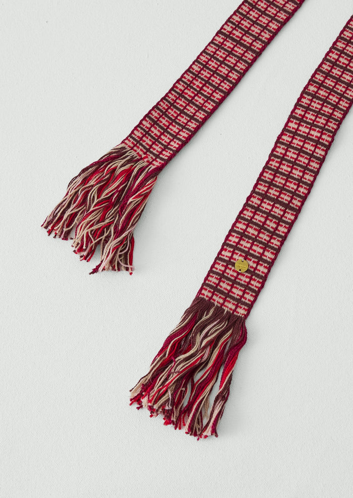Guanabana Hand Woven Belt | Raspberry/Ecru