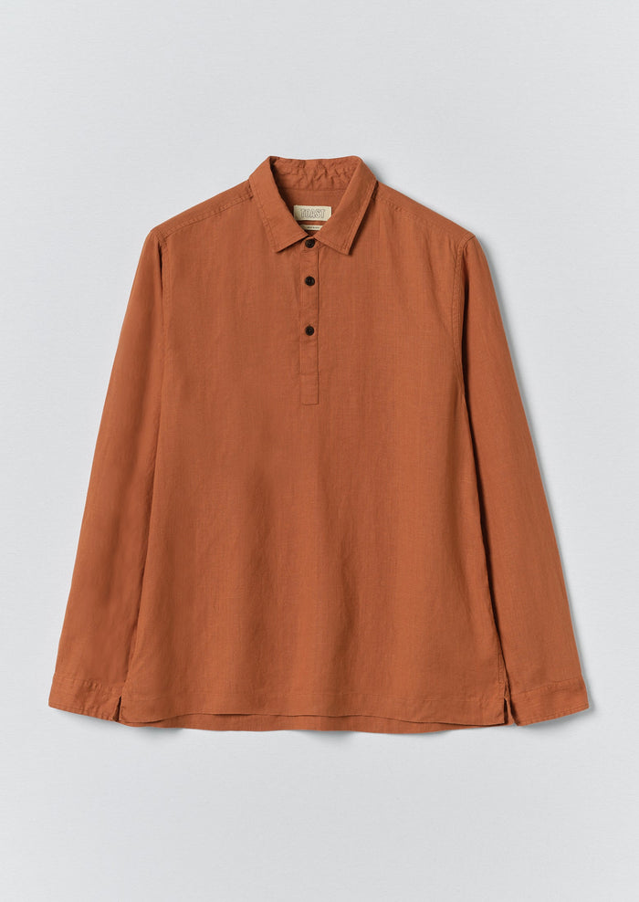 Half Placket Linen Shirt | Copper
