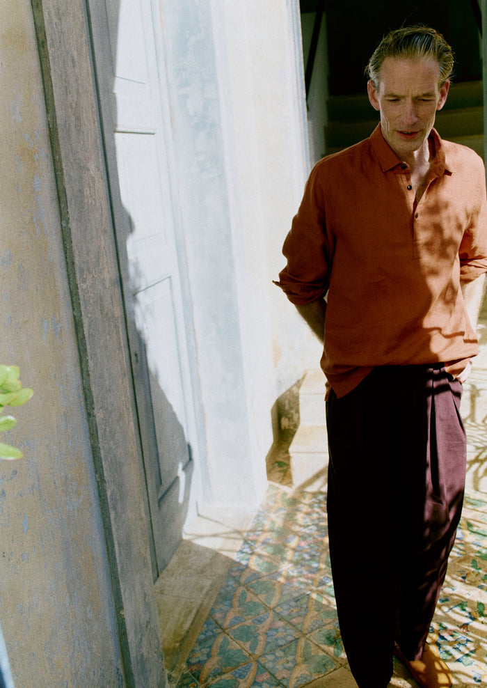Half Placket Linen Shirt | Copper