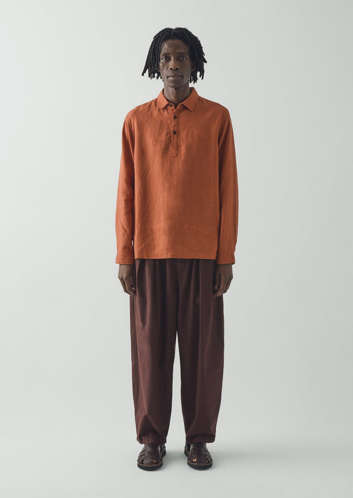 Half Placket Linen Shirt | Copper