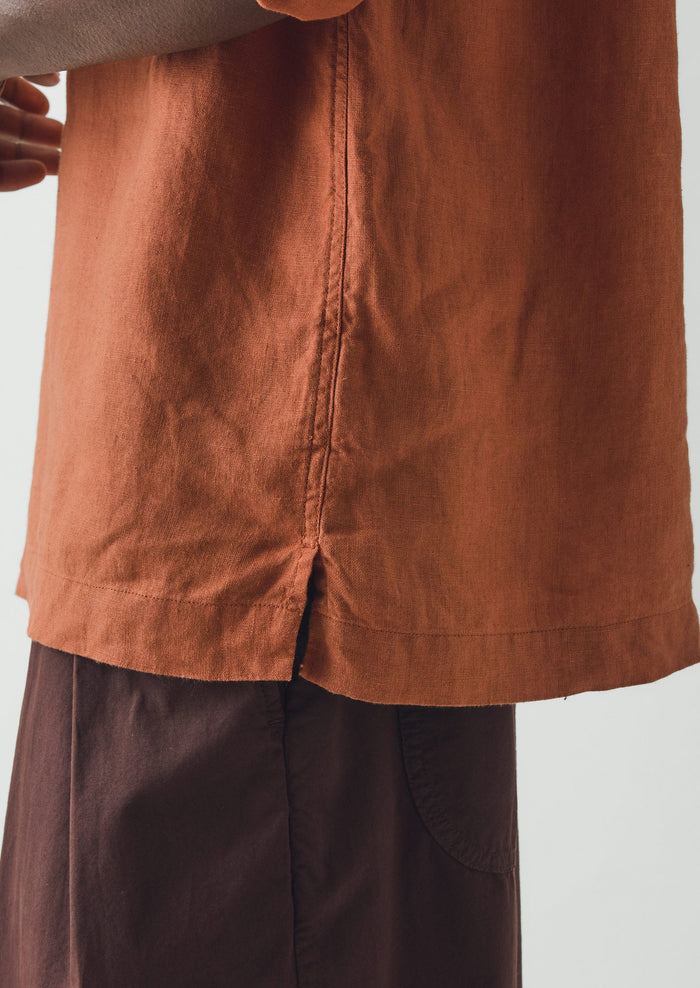 Half Placket Linen Shirt | Copper