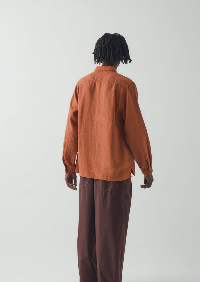 Half Placket Linen Shirt | Copper