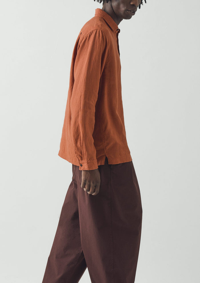 Half Placket Linen Shirt | Copper