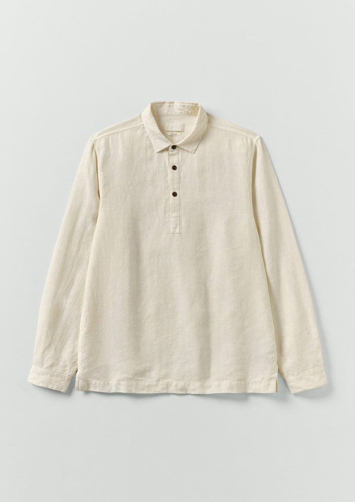 Half Placket Linen Shirt | Parchment