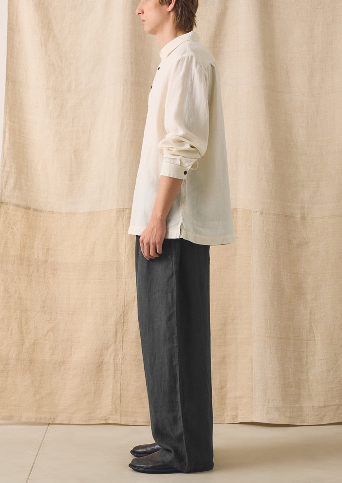 Half Placket Linen Shirt | Parchment