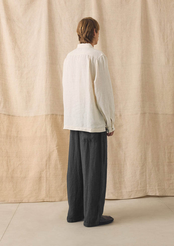 Half Placket Linen Shirt | Parchment
