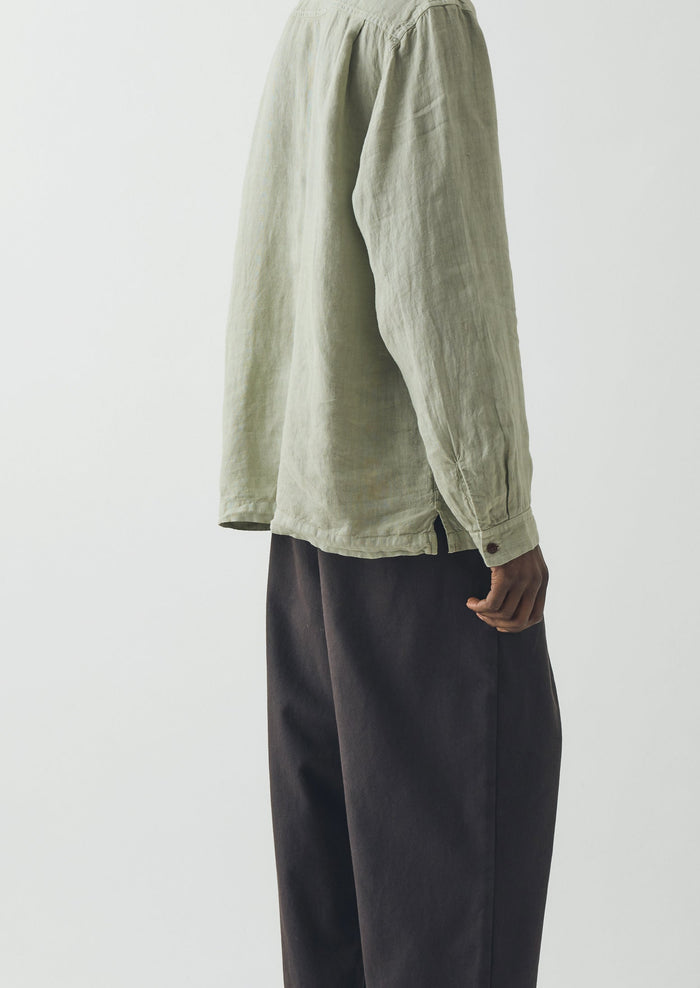 Half Placket Linen Shirt | Pebble