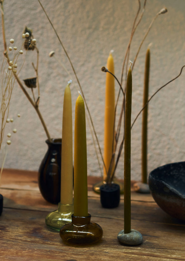Hand Blown Glass Candle Holder | Amber
