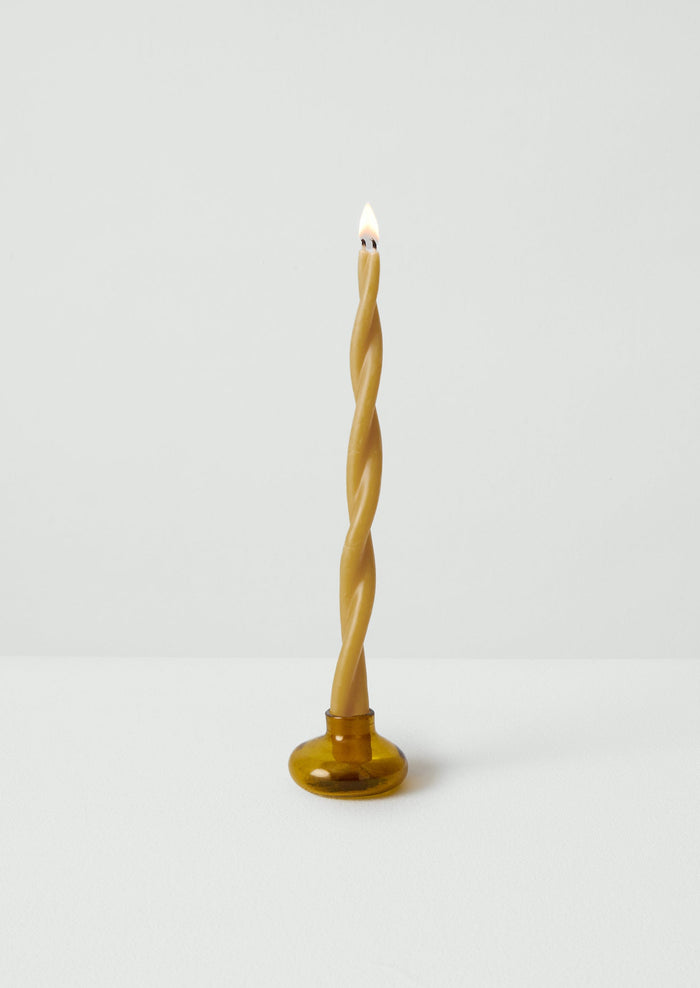 Hand Blown Glass Candle Holder | Amber