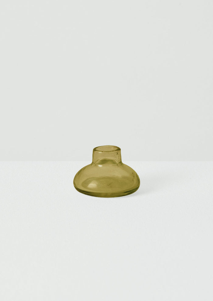 Hand Blown Glass Candle Holder | Olive