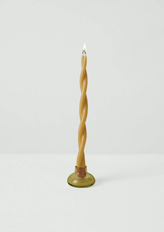 Hand Blown Glass Candle Holder | Olive