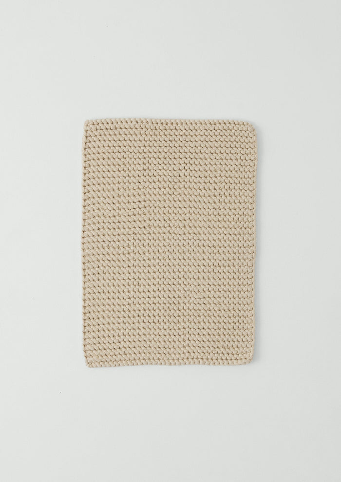 Hand Knitted Cotton Bath Mat | Ecru