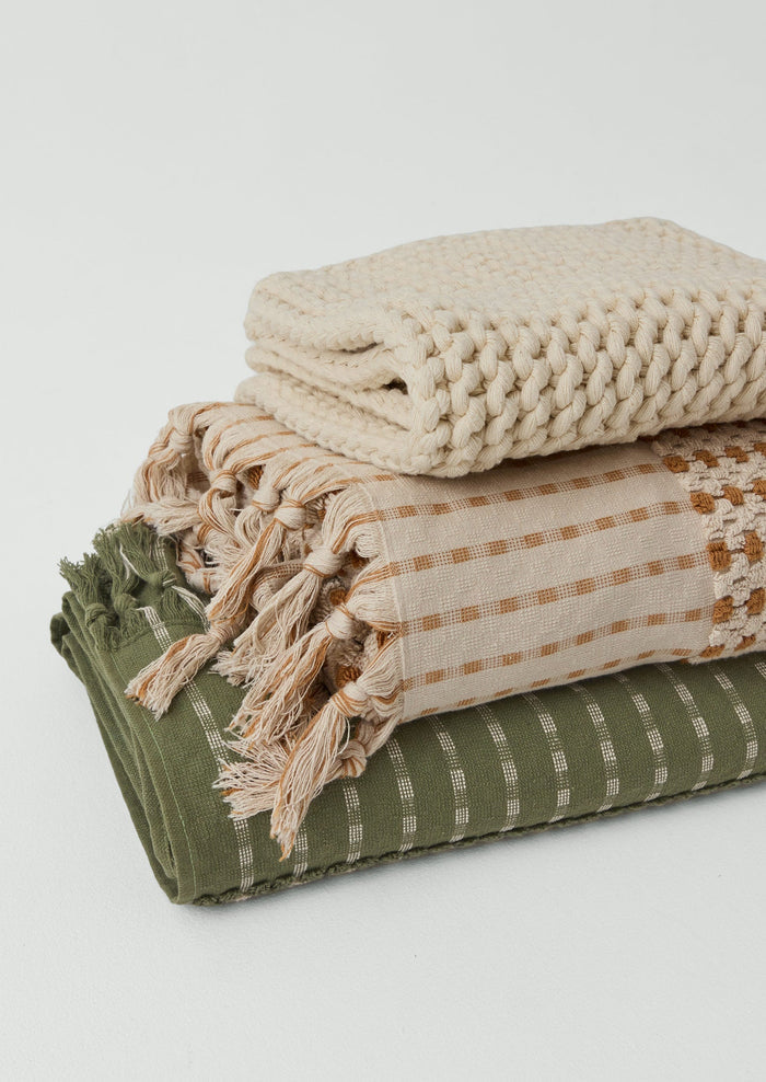 Hand Knitted Cotton Bath Mat | Ecru