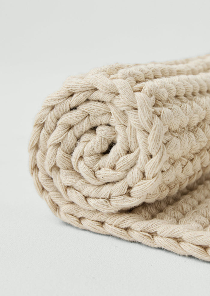 Hand Knitted Cotton Bath Mat | Ecru
