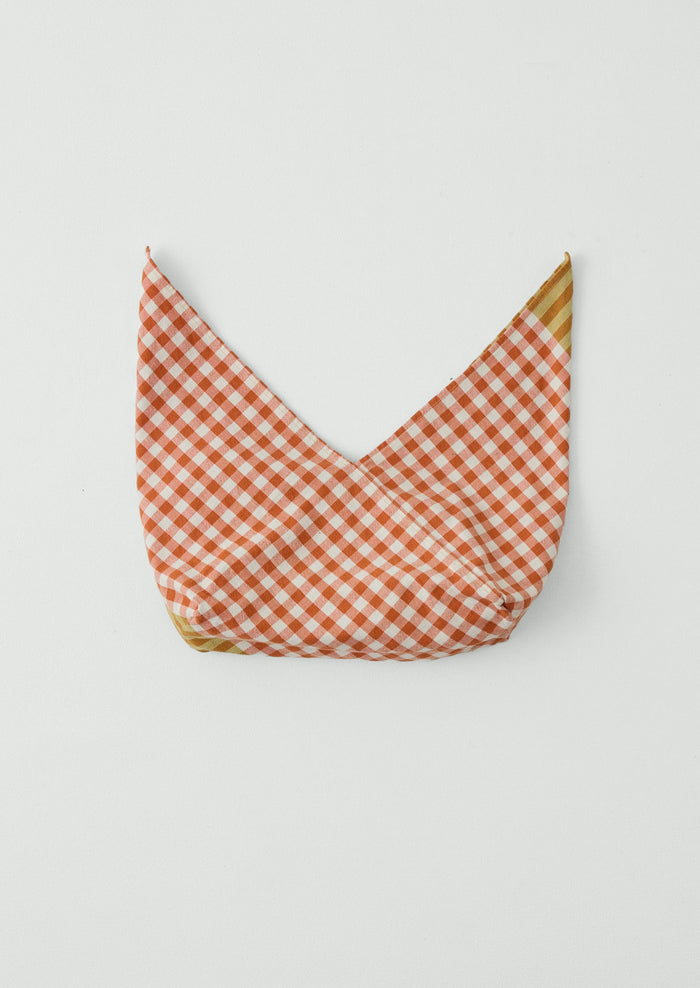 Hand Woven Siesta Check Bread Bag | Peach/Bright Olive