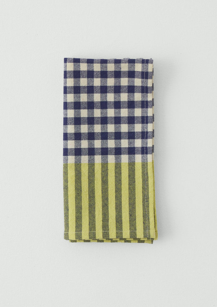 Hand Woven Siesta Check Napkin | Cobalt/Citrus