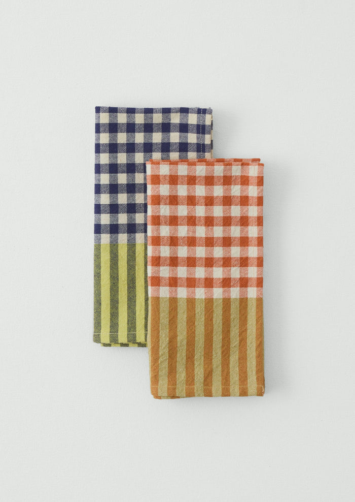 Hand Woven Siesta Check Napkin | Cobalt/Citrus