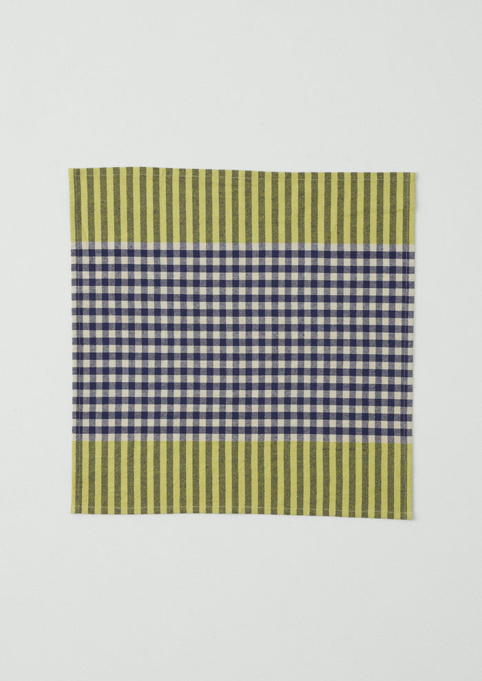 Hand Woven Siesta Check Napkin | Cobalt/Citrus