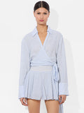 HANNON WRAP TOP - OFF WHITE/BLUE