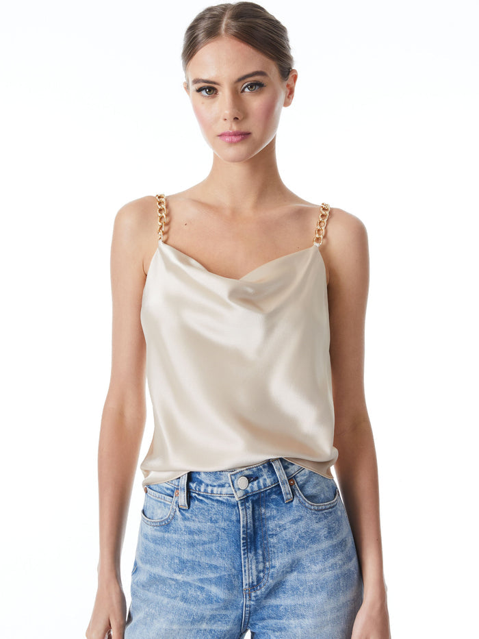 HARMON CHAIN STRAP DRAPEY SLIP TANK - SAND