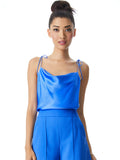 HARMON TIED STRAP DRAPEY SLIP TANK - PALACE BLUE
