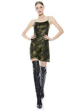HARMONY CAMO DRAPEY SLIP DRESS - CAMO GIRL