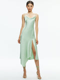 HARMONY DRAPEY ASYMMETRICAL MIDI DRESS - GREEN TEA