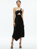 HARMONY TWIST FRONT MIDI DRESS - BLACK