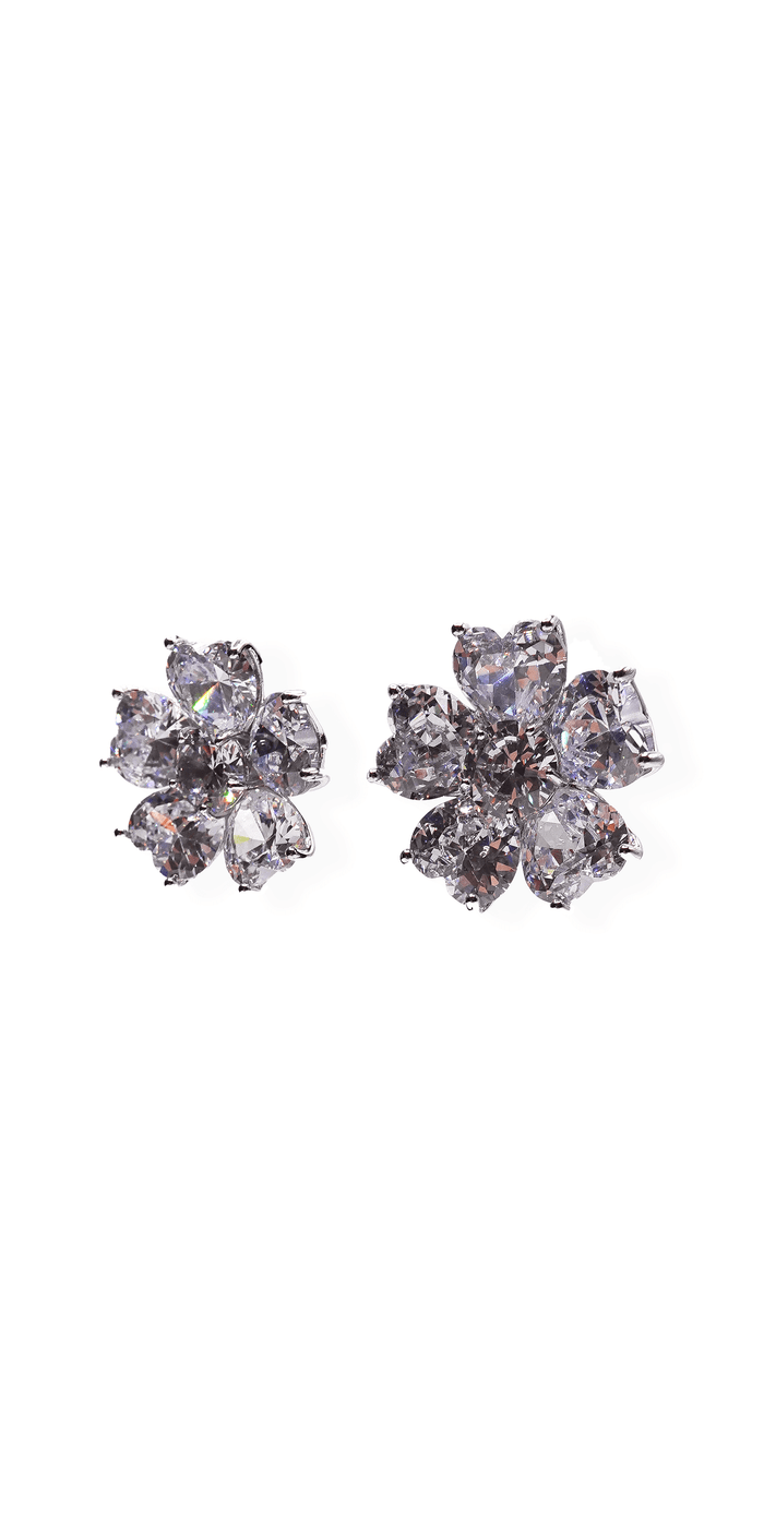 silver/one size/Camille La Vie/Heart Stone Floral Earrings /side