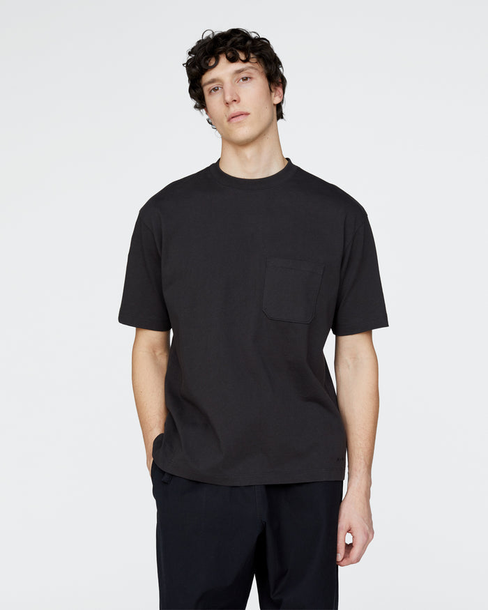 Heavyweight Jersey Crew Neck Pocket Tee - Black
