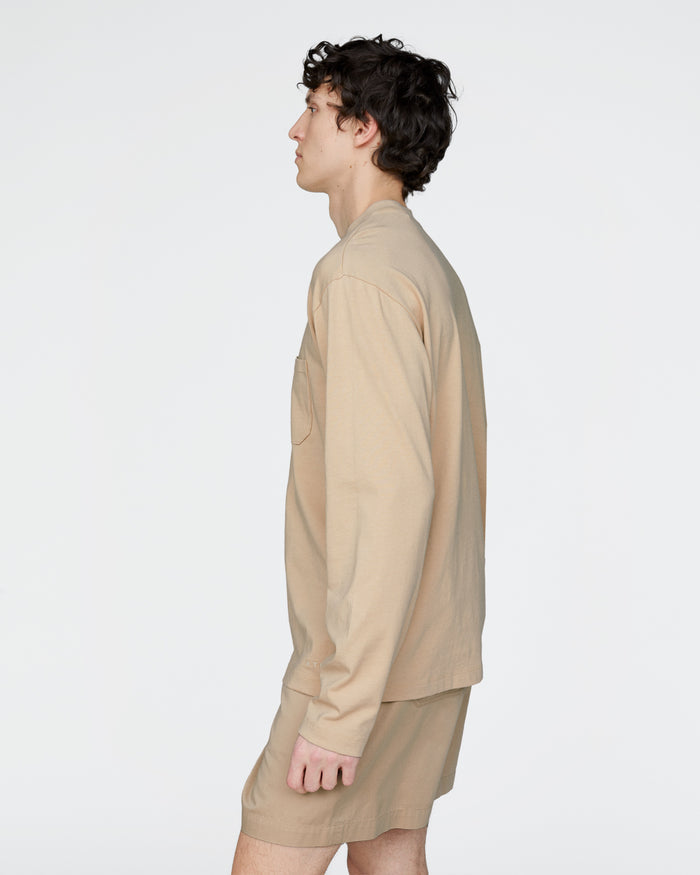 Heavyweight Jersey Long Sleeve Crew - Macadamia