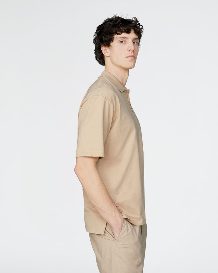Heavyweight Jersey Polo - Macadamia