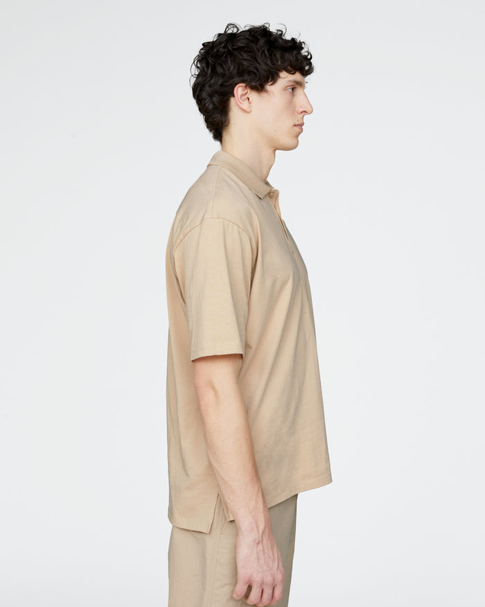Heavyweight Jersey Polo - Macadamia