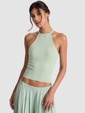 HEIDI POINTELLE TANK - GREEN TEA