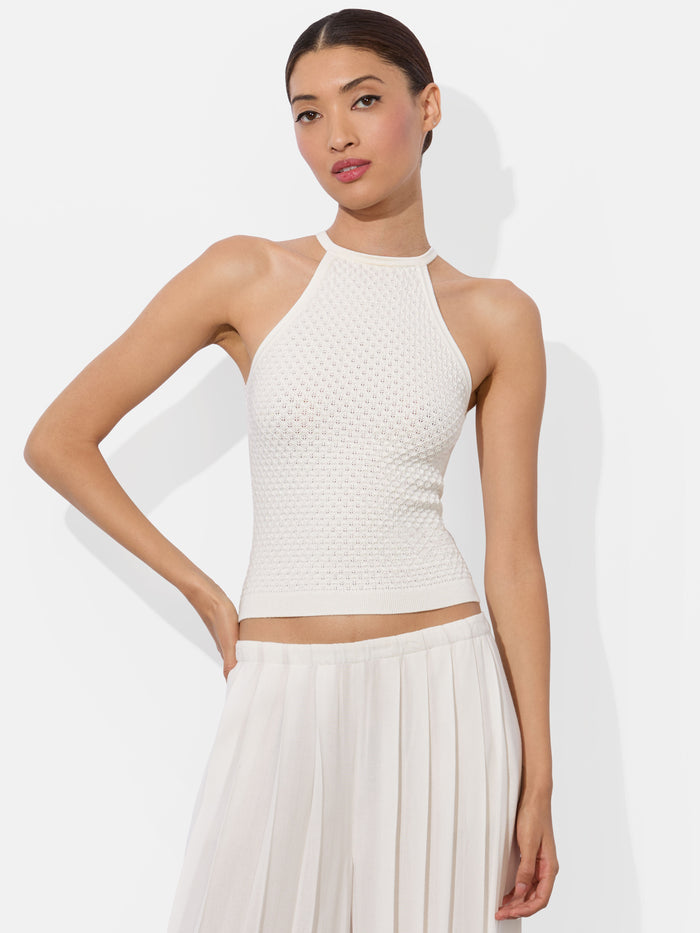 HEIDI POINTELLE TANK - SOFT WHITE