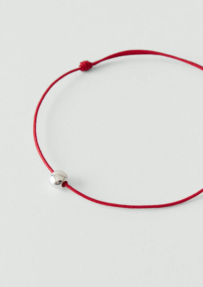 Helena Rohner Large Silver Bead String Bracelet | Tomato/Silver