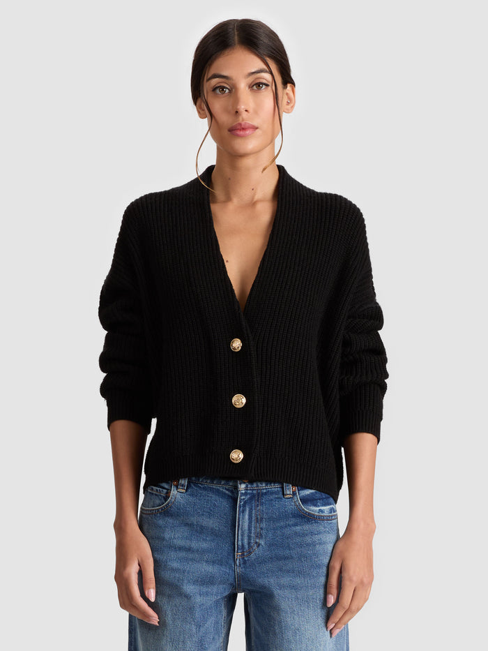 HOLDEN FOLDBACK CARDIGAN - BLACK