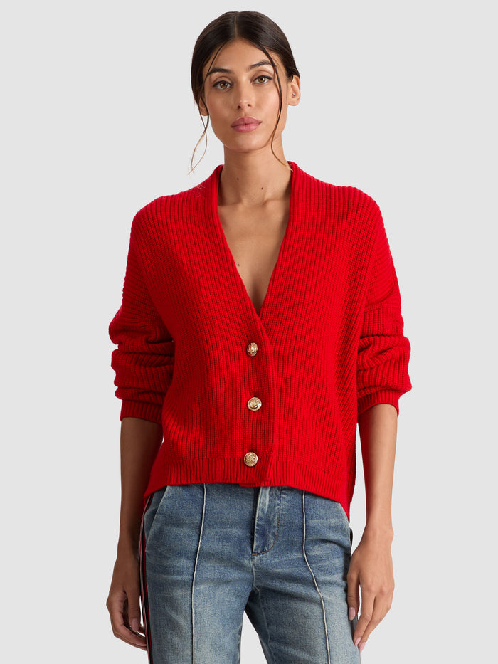 HOLDEN FOLDBACK CARDIGAN - PERFECT RUBY
