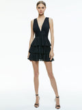 HOLLY RUFFLED MINI DRESS - BLACK