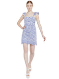 HONOR FLUTTER SLEEVE MINI DRESS - CHAMBRAY