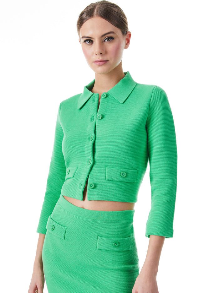 ILA COLLARED KNIT JACKET - GARDEN GREEN