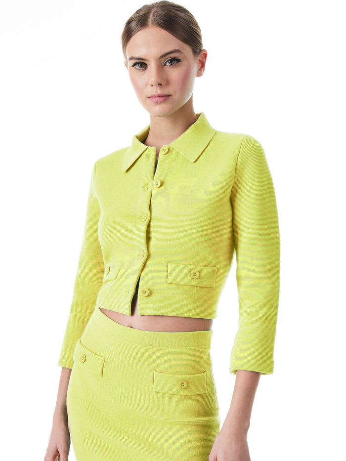 ILA COLLARED KNIT JACKET - LEMON SORBET