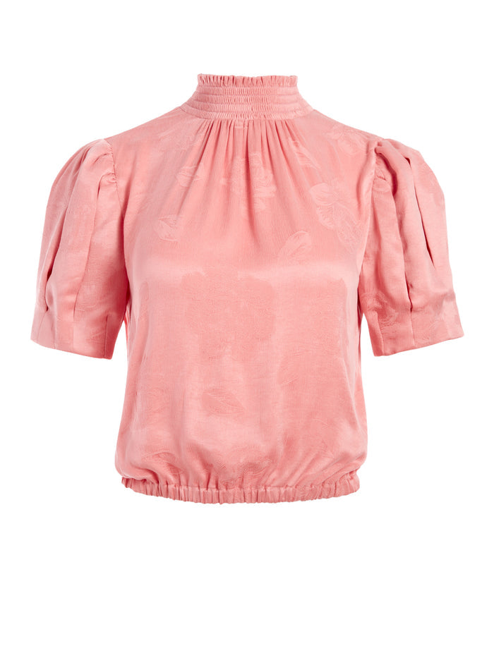 IRENE MOCK NECK BLOUSE - ROSE